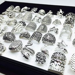 Whole 50pcs Mix Styles Beautiful Silver Vintage Jewellery Rings for Women Party Gifts Unique Brand New2390