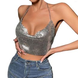 Women's Tanks 3x Top Women Chain Sexy Clothes Beading Tassel Sleeveless Backless Halter Crop Club Cotton Shirts Stocking Sock