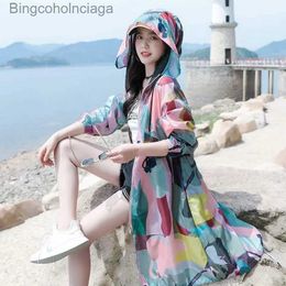 Others Apparel Summer Women's Sun Protection Clothing New UV Protection Jacket Breathable Thin Korean Mid Length Coat Outdoor Active ClothingL231215