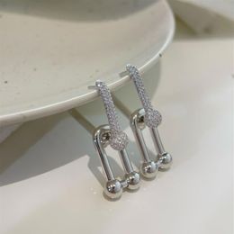 top quality 925 silver hard wear dangle rhinestone earrings for women big size263B