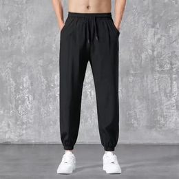 Mens Pants Summer Thin Ice Silk Quick Dry Loose Sports Trend All Tie Feet Casual Sweatpants 90s Vintage Clothes 231215