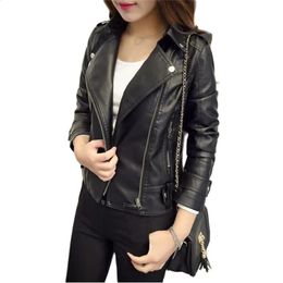 Women's Leather Faux Women Jacket Casual Slim Motorcycle Biker Coat Female Punk Streetwear Autumn PU Outerwear Tops Plus Cotton 231214