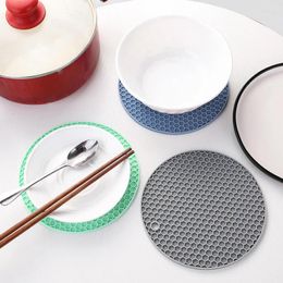 Table Mats Silicone Mat Round Coffee Pads Food Grade Material Placemat Non-slip Kitchen Accessories Gadgets Honeycomb