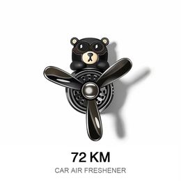 Car Air Freshener 72KM Car Air Freshener Bear Pilot Auto Accessories Interior Perfume Diffuser Rotating Propeller Outlet Fragrance Magnetic Design 231215