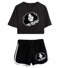 Summer Women's Sets Rapper DD Osama Short Sleeve Crop Top + Shorts Sweat Suits Women Tracksuits Two Piece Outfits Streetwear