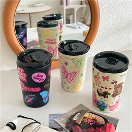 Water Bottles Functional Sippy Cup Convenient For Students Portable Travel Mug With Cute Design Coffee Leak Proof Charming