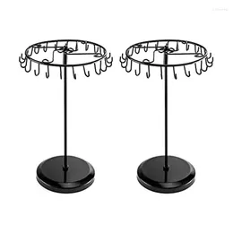 Jewelry Pouches 2 Pcs Spinning Bracelet Hanger Earrings Stand Display Props With 23 Hooks