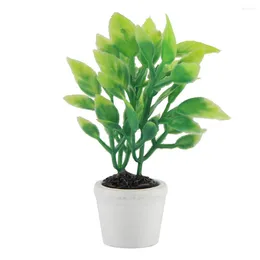 Decorative Flowers Mini Artificial Miniature Green Plant Bonsai Fake Potted Garden Decoration Accessory