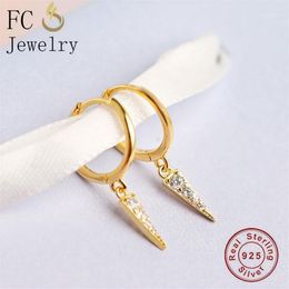 Hoop & Huggie FC Jewellery 925 Silver Gold Italy Pizza Zirconia Earring For Women Ear Piercing Boucle Doreille Accessories 2021 1254M