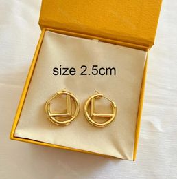 Women Silver Hoop Earrings Designer Jewelry Premium Gold Earring 2.5cm Circle Mens Stud Earring F Luxury Hoops Brand Letter Fashion Ear Rings with Box
