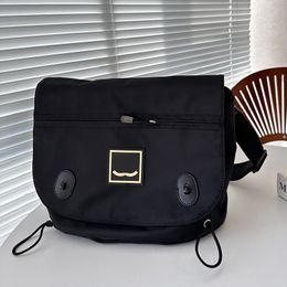 Unisex Designer Two-Tone Light Sport Cross Body Bag Wide Adjustable Strap Square Rubber Mark Nylon 31x27cm Large Capacity Vintage Travel Airport Shoulder Handbag