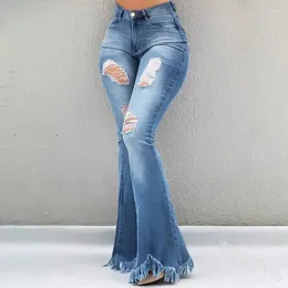 Women's Jeans Fashion Personalized Worn Out White High Waist Fringed Ragged Edge Denim Pants