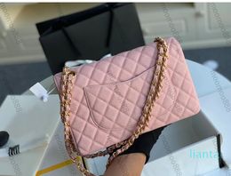 Evening Bags 10A Mirror Quality Designers Classic Medium 25cm Womens Lambskin Caviar Luxury Handbag Real Leather Shoulder Chain