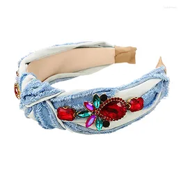 Fashion Cowboy Knot Headbands For Women Personality Punk Colourful Crystal Hair Band Accessories Handmade Jewellery