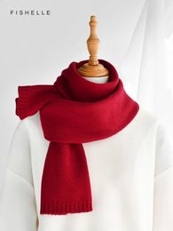 Scarves Deep Red Cashmere Luxury Scarf Men Women Autumn Winter Warm Scarves Adults Kids Christmas Year Gift 231214