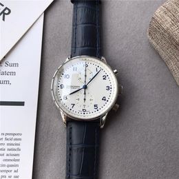 New Chronograph Men Watch 3 style High quality Watch 41MM Portugieser mechanical Mens Watch Steel Case Leather Strap Sport Watches225z
