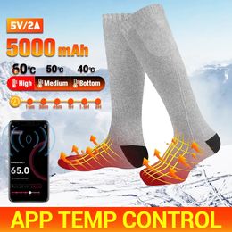 Sports Socks Electric Heating Ski Winter Heated 5000mAh APP Control Thermal socks Foot Warmer 231215