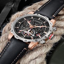 Wristwatches HANBORO Men Chronograph Watch Sport Watches Waterproof Luminous Fashion Brand Quartz Man Leather Band Relogio Masculino