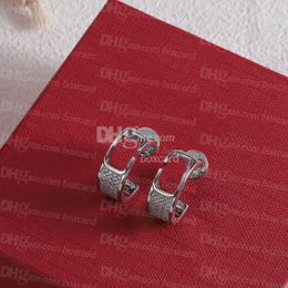 Retro 925 Silver Earrings Shiny Rhinestone Charm Earrings Designer Letter Plated Ear Studs Earrings For Women