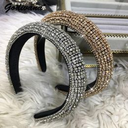 European Fashion Diamond Beads Headband Female Wide Brim Rhinestone Handmade Hair Band Accessories Girls