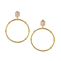 Stud Earrings Geometric Round Exaggerated Big Hoop Bamboo Shell Earring