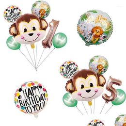 Party Decoration 1Set Cartoon Animal Brown Monkey Air Helium Balloon Zoo Safari Farm Theme Birthday Decorations Kids Baby Shower T29 Dhl8L