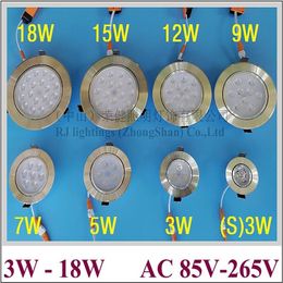 Recesso led luz de ponto teto para baixo lâmpada 3w 5 7 9 12 15 18 alta potência smd 2835 lâmina radiador alumínio ce272e