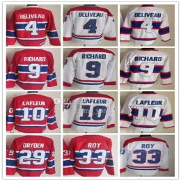 CUSTOM Montreal''Canadiens''Vintage Montreal Hockey Jerseys 10 Guy Lafleur 4 Jean Beliveau 9 Maurice Richard 29 Ken Dryden 33 PATRICK ROY Re