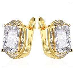 Stud Earrings 2023 Fashion Square Zircon Geometric Line Simple For Women Fine Jewelry To Girls Birthday Gifts