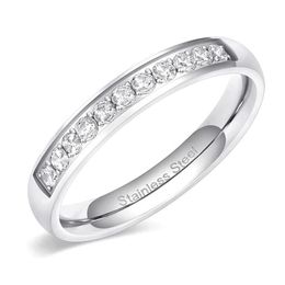 Wedding Rings 3 5mm Women Half Eternity Bands For Female Stainless Steel Cubic Zirconia Band Whole Size 4-12283A