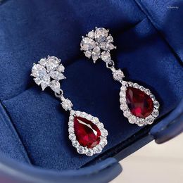 Hoop Earrings 2023 S925 Sterling Silver Ruby 7 10 INS Selling Long Ear Jewellery Lady