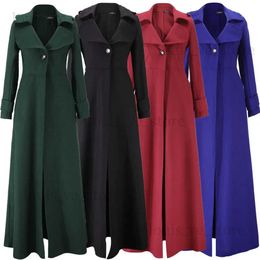 Women's Wool Blends Long Wool Coat Autumn Fall Winter Blends Jacket Vintage Women Long Sleeve Outwear Suits Elegant Mujer Maxi Thick Windbreaker T231215