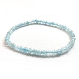 MG0103 Whole AA Grade Aquamarine Bracelet 4 mm Mini Gemstone Bracelet Natural Stone Yoga Mala Bracelet Energy Jewelry237D