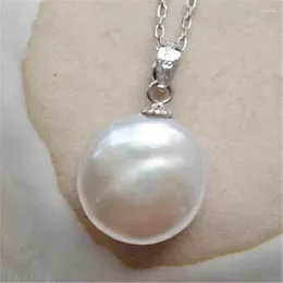 Pendants 15-16mm White Baroque Pearl Necklace 18 Inches Accessories Chic Women Cultured Real Chain