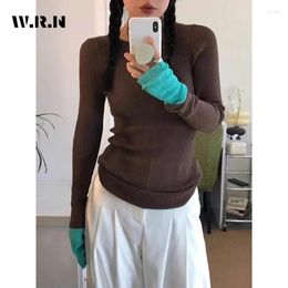 Women's Sweaters 2023 Winter Sweet Style Casual Round Neck Knitting Long Sleeve Pullovers Women Solid Color Sheath Gyaru Ladies Sexy Sweater