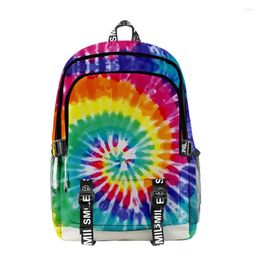 Backpack 3D Tie-dye Women Men Colorful Oxford Waterproof Outside Casual Laptop Boys Girls Students Schoolbag