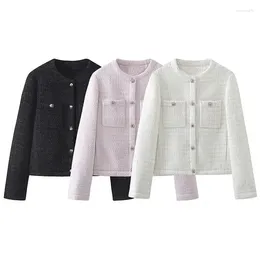 Women's Trench Coats 2023 Winter Product Temperament Pocket Metal Buckle Small Fragrance Thin Down Coat MBC4EIN005