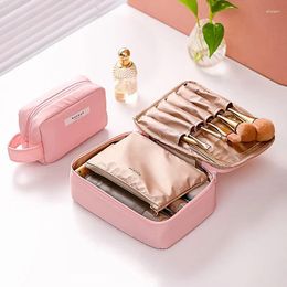 Cosmetic Bags 2pcs Women Makeup Bag Solid Colour Toiletries Organiser Large Cosmetics Storage Packing Cube Case Travel Washing Handbag XA495C