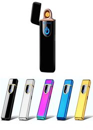 Fashion USB Rechargeable Lighter Windproof Lighters Flameless Touch Screen Switch Portable Creative Lighters Best Gift4923696