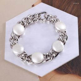 Link Bracelets Europe And The United States Fashion Simple Atmosphere Personality Thick Chain Pearl Bracelet