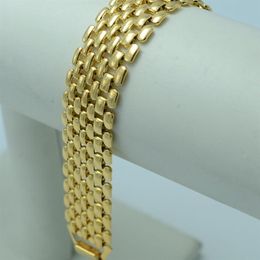 18mm Wide Mesh Bracelet 18k Yellow Gold Filled Smooth Fashion Wrist Bracelet Chain 8 07 Inches Womens Mens Wrist Chain Link203R