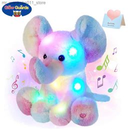 Plush Dolls 20-60cm Kawaii Luminous Stuffed Animal Rainbow Elephant Glow Plush Toys with LED Night Music Lights Lullabies Gifts for Kids Q231215