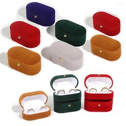 Jewelry Pouches Velvet Double Ring Box Case For Earring Holder Trinkets Organizer Storage Wedding Display Packaging Material Supplies