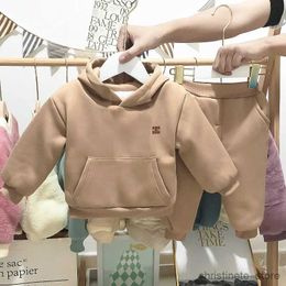 Clothing Sets Fashion Newborn Baby Girl Boy Clothes Set Hoodie and Pant 2pcs Warm Fleece Lining bebe Hooded Suit Winter Clothing set 0-3Y R231215