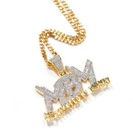 Iced Out Zircon Letter Motivated By Money Pendant Necklace Two Tone Plated Micro Paved Lab Diamond Bling Hip Hop Jewellery Gift330h