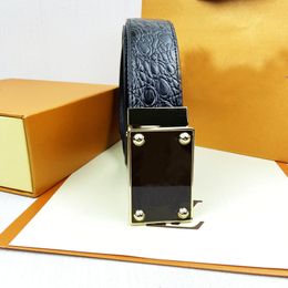 Designer Belt Men Crocodile Pattern Leather Loulou Buckle Fashion Alloy Belts Buckle Luxury Brand Jeans Belts For Men Business male Belt With Box 3.8Cm