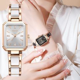 Women's high-quality luxury new square temperament alloy diamond set fashion waterproof quartz watch