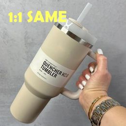 1:1 LOGO DHL Quencher Tumblers H2.0 40oz Stainless Steel Cups Silicone handle Lid Straw 2nd Generation Car mugs Water Bottles 20 color i1215