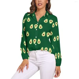 Women's Blouses Avocado Print Blouse Kawaii Fruit Graphic Womens Long Sleeve Street Wear Shirt Autumn Oversize Top