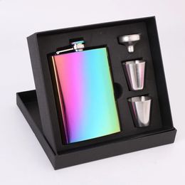 Hip Flasks Electroplated Colourful 8oz Portable Hip Flask Outdoor Sports Tool Hip Flasks with EVA Gift Box Wholesale Drop 231214